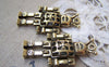 Accessories - 5 Pcs Of Antique Bronze Filigree 3D Robot Charms Pendants 22x42mm A3064