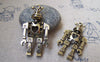 Accessories - 5 Pcs Of Antique Bronze Filigree 3D Robot Charms Pendants 25x45mm A3080