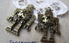 Accessories - 5 Pcs Of Antique Bronze Filigree 3D Robot Charms Pendants 8x24x43mm A3017