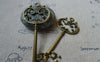 Accessories - 5 Pcs Of Antique Bronze Filigree Crown Skeleton Key Pendants Charms 30x69mm Double Sided A5486