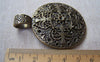Accessories - 5 Pcs Of Antique Bronze Filigree Flower Round Pendant Charms 46x60mm A3308