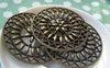 Accessories - 5 Pcs Of Antique Bronze Filigree Round Pendant Charms 47mm A438