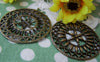 Accessories - 5 Pcs Of Antique Bronze Filigree Round Pendant Charms 47mm A438