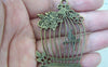 Accessories - 5 Pcs Of Antique Bronze Huge Flat Bird Cage Pendants Charms 38x58mm A5245