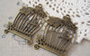 Accessories - 5 Pcs Of Antique Bronze Huge Flat Bird Cage Pendants Charms 38x58mm A5245