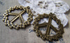 Accessories - 5 Pcs Of Antique Bronze Huge Flower Peace Symbol Pendants Charms 38mm A3653