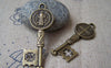 Accessories - 5 Pcs Of Antique Bronze Jesus Key Pendants Charms 19x52mm A196