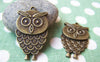 Accessories - 5 Pcs Of Antique Bronze Lovely Owl Charms Pendants 20.5x35mm A140