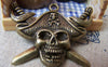 Accessories - 5 Pcs Of Antique Bronze Pirate Captain Skull Pendants Charms 32x45mm A1620