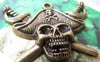 Accessories - 5 Pcs Of Antique Bronze Pirate Captain Skull Pendants Charms 32x45mm A1620