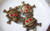Accessories - 5 Pcs Of Antique Bronze Rhinestone Skull And Crossbones Charms Pendants 27x27mm A5007