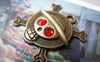 Accessories - 5 Pcs Of Antique Bronze Rhinestone Skull And Crossbones Charms Pendants 27x27mm A5007