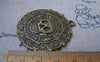 Accessories - 5 Pcs Of Antique Bronze Round Skull Pendant Charms 40mm A1581