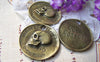 Accessories - 5 Pcs Of Antique Bronze Skull Round Charms Pendants 28mm A1574