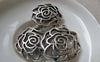Accessories - 5 Pcs Of Antique Silver 3D Filigree Rose Flower Charms Pendants 25x26mm A6361