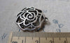 Accessories - 5 Pcs Of Antique Silver 3D Filigree Rose Flower Charms Pendants 25x26mm A6361