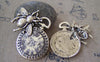 Accessories - 5 Pcs Of Antique Silver Bee And Clock Pendant Charms 41x42mm A5254