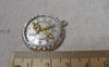 Accessories - 5 Pcs Of Antique Silver Enamel Clock Charms Size 28x32mm A7086