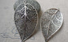 Accessories - 5 Pcs Of Antique Silver Filigree Huge Leaf Pendants 32x54mm A6370