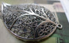 Accessories - 5 Pcs Of Antique Silver Filigree Huge Leaf Pendants 32x54mm A6370