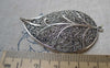 Accessories - 5 Pcs Of Antique Silver Filigree Huge Leaf Pendants 32x54mm A6370