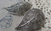 Accessories - 5 Pcs Of Antique Silver Filigree Huge Leaf Pendants 32x54mm A6370