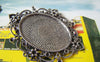 Accessories - 5 Pcs Of Antique Silver Oval Base Settings Pendant Match 30x40mm Cab A4563