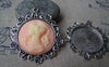Accessories - 5 Pcs Of Antique Silver Round Cameo Base Settings Match 30mm Cabochon A4424
