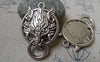Accessories - 5 Pcs Of Antique Silver Wolf Head Pendants Charms 27x40mm A6024