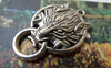 Accessories - 5 Pcs Of Antique Silver Wolf Head Pendants Charms 27x40mm A6024