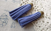 Accessories - 5 Pcs Of Square Faux Suede Blue Leather Tassel With Brass Bead Caps A6668