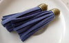 Accessories - 5 Pcs Of Square Faux Suede Blue Leather Tassel With Brass Bead Caps A6668