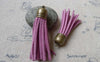 Accessories - 5 Pcs Of Square Faux Suede Fuchsia Leather Tassel With Brass Bead Caps A6648
