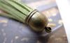 Accessories - 5 Pcs Of Square Faux Suede Green Leather Tassel With Brass Bead Caps A6665