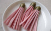 Accessories - 5 Pcs Of Square Faux Suede Light Pink Leather Tassel With Brass Bead Caps A6646