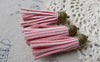 Accessories - 5 Pcs Of Square Faux Suede Light Pink Leather Tassel With Brass Bead Caps A6646