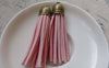 Accessories - 5 Pcs Of Square Faux Suede Pink Leather Tassel With Brass Bead Caps A6664