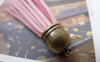 Accessories - 5 Pcs Of Square Faux Suede Pink Leather Tassel With Brass Bead Caps A6664