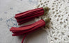 Accessories - 5 Pcs Of Square Faux Suede Red Leather Tassel With Brass Bead Caps A6667