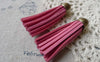 Accessories - 5 Pcs Of Square Faux Suede Rose Leather Tassel With Brass Bead Caps A6649