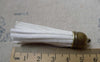 Accessories - 5 Pcs Of Square Faux Suede White Leather Tassel With Brass Bead Caps A6647