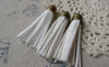 Accessories - 5 Pcs Of Square Faux Suede White Leather Tassel With Brass Bead Caps A6647