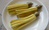 Accessories - 5 Pcs Of Square Faux Suede Yellow Leather Tassel With Brass Bead Caps A6666