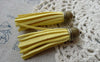 Accessories - 5 Pcs Of Square Faux Suede Yellow Leather Tassel With Brass Bead Caps A6666
