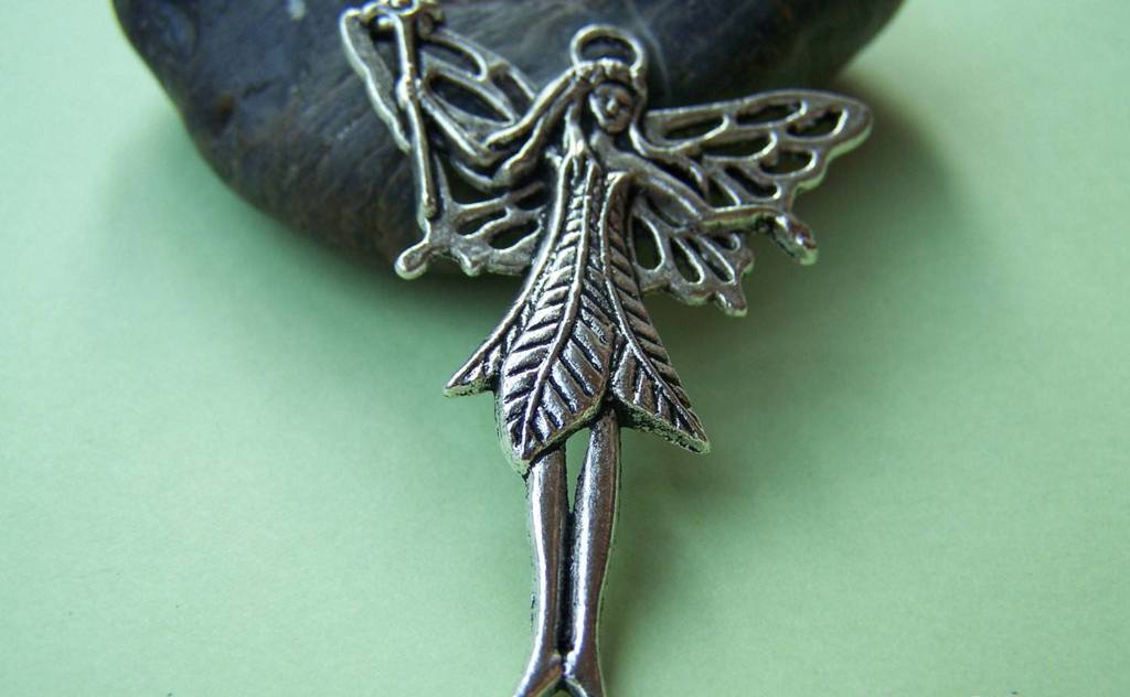 Accessories - 5 Pcs Of Tibetan Silver Antique Silver Fairy Pendants Charms 39x51mm A1381