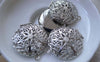 Accessories - 5 Pcs Platinum White Gold Tone Brass Filigree Flower Round Photo Locket Pendants 27mm A7606