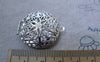 Accessories - 5 Pcs Platinum White Gold Tone Brass Filigree Flower Round Photo Locket Pendants 27mm A7606