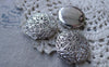 Accessories - 5 Pcs Platinum White Gold Tone Brass Filigree Flower Round Photo Locket Pendants 27mm A7606