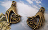 Accessories - 5 Sets (10 Pcs) Of Antique Bronze Heart Hand Charms Pendants 15x30mm A577