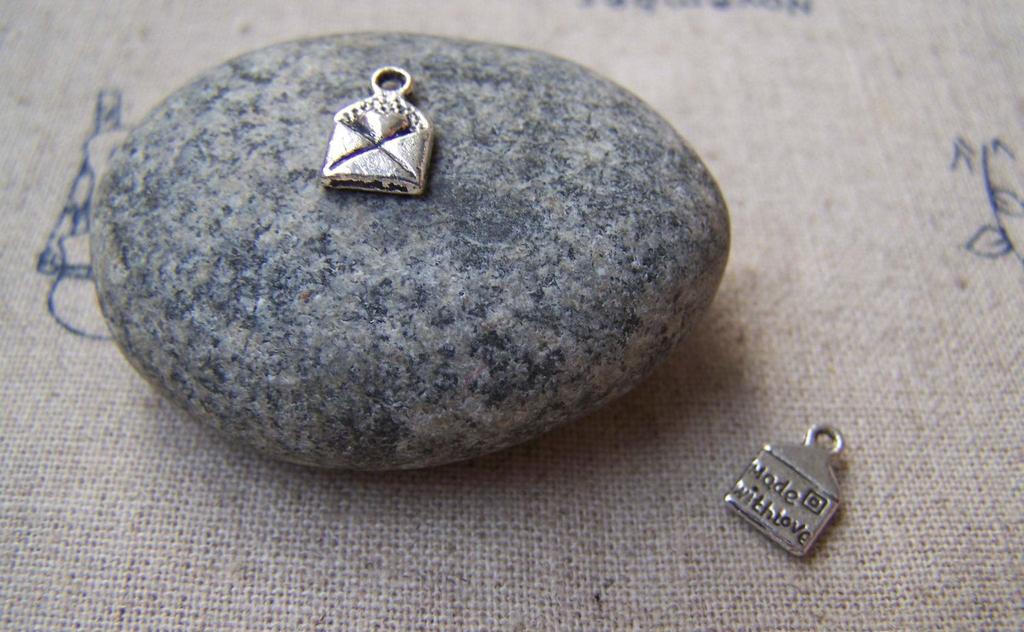 Accessories - 50 Pc Of Antique Silver Heart Mail Charms 6x10mm A1303